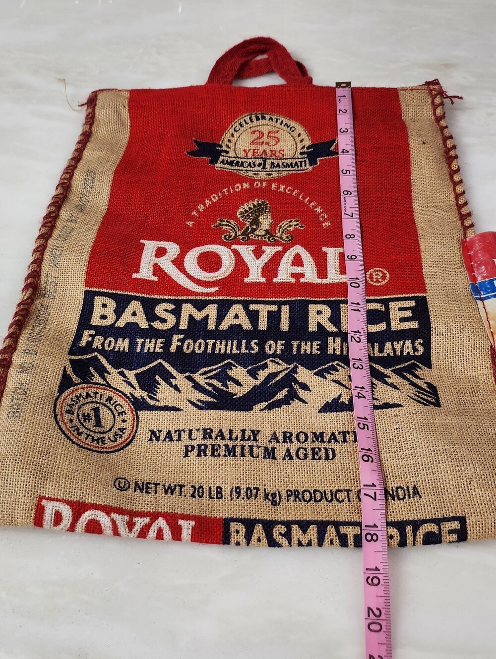 Upcycled Royal Rice Burlap Tote - Picture 6 of 7